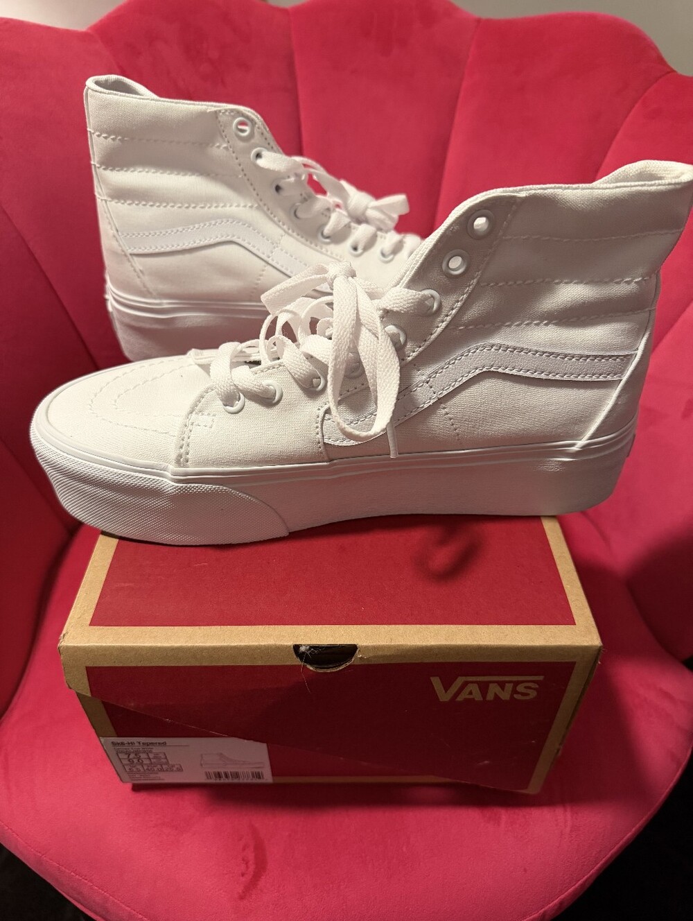 Vans Sk8-Hi Tapered Stackform White Platform Sneaker New In Box Size 9